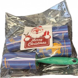 Lint Rolls with green handle 3 refills - 5M brown WITH GREEN HANDLE